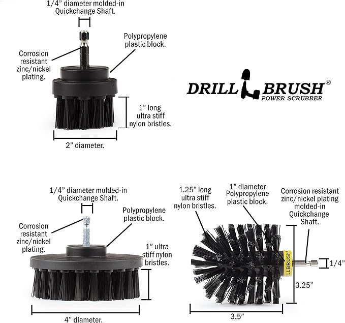 Household Cleaning Power Scrubber for Cordless Drill- Electric Spin Scrubber Set - Grill Brush and Pad Scrubbing Set - Rust Remover - Griddle Cleaning Kit - Backyard Accessories Cleaner - Industrial