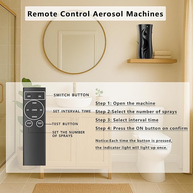 Automatic Air Freshener Spray Dispenser 8-Pack Wall Mounted or FreestandingMultiple Time SettingsCommercial and Home Use in Bathrooms Offices Living Rooms and Commercial Places (Black 1121)