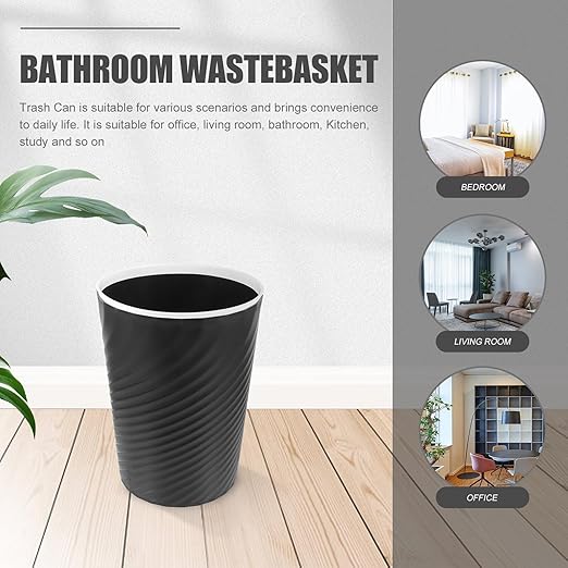 Plastic Trash Can with Pressing Ring Large Lidless Wastebasket for Bathroom Office Kitchen Home Use Stable Compact Trash Bucket for Household and Commercial Recycling Needs