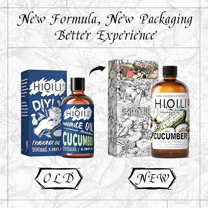 HIQILI Cucumber Fragrance Oil for Diffuser Use Fresh Scents for DIY Soap Body Spray Candle Supplies for Candle Making - 5.07 Fl Oz