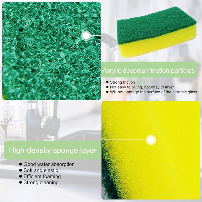 30 Pack Sponge Individually Wrapped Non Scratch Scrouing Sponges for Household Cleaning Dishes Kitchen Apartment Car Bike