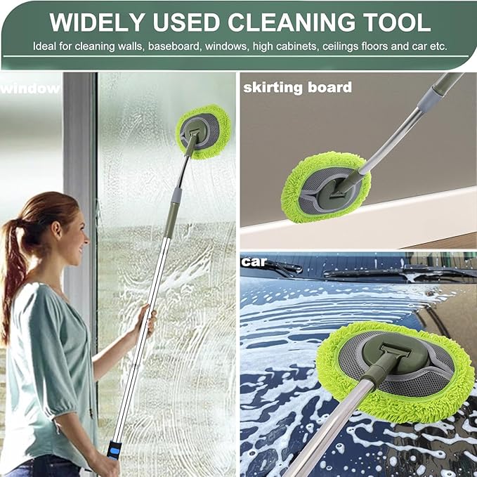 Wall Cleaner Wall Cleaner Mop Green Mop for Walls Max 66’’ Wall Mop with Long Handle Ceiling Dust Mop with 15°Labor-Saving Extension Pole Green Wall Cleaner with Long Handle Wall Washing Mop