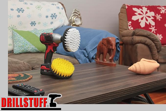 Drill Brush Power Scrubber - Outdoor Drill Powered Scrub Brush - Concrete Cleaning - Stiff Bristle Deck Brush - Patio Cleaning Brush - Bird Bath Scrubber - Garden Statues - Granite Headstone Brush