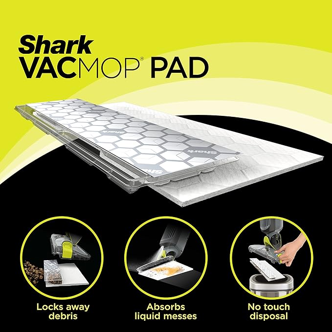 Shark VACMOP Disposable Hard Floor Pad Refills Compatible with VM252 &amp VM180 No-Touch Disposal for use on All Sealed Floors - Stone Hardwood Laminate &amp Tile (32 Count Total) VMP32