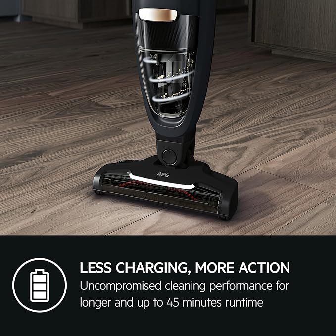 AEG QX6 Cordless Stick Vacuum Cleaner QX6-1-45AN Powerful Motor Perfect for Pet Hair All Floor Types Integrated Dust Cleaner Including Accessories Handheld Vacuum Cleaner Without Bag Grey