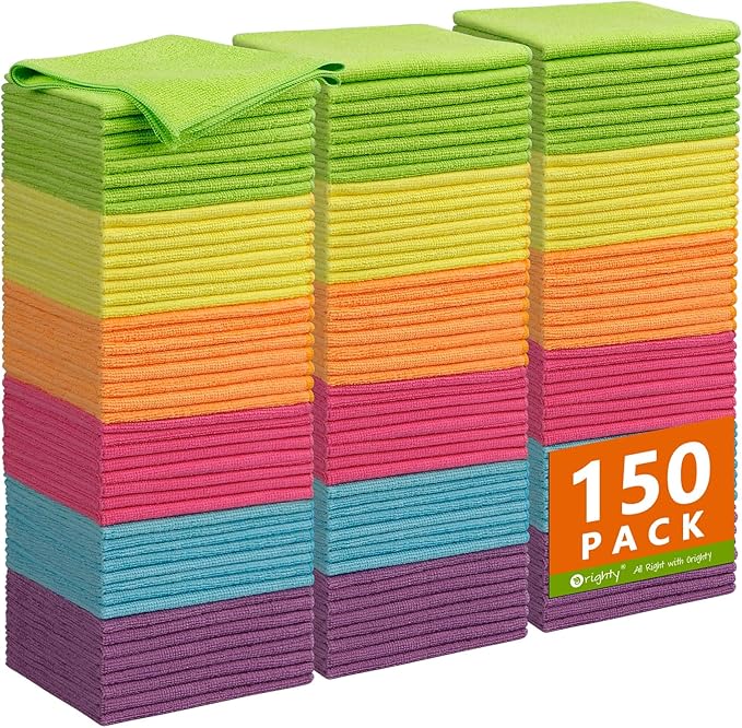 Orighty Microfiber Cleaning Cloth 150 Pack Microfiber Towels for Cars Highly Absorbent Car Cleaning Supplies Lint Free Cloths Clean Rags for Car Care House Kitchen 12x11 inch