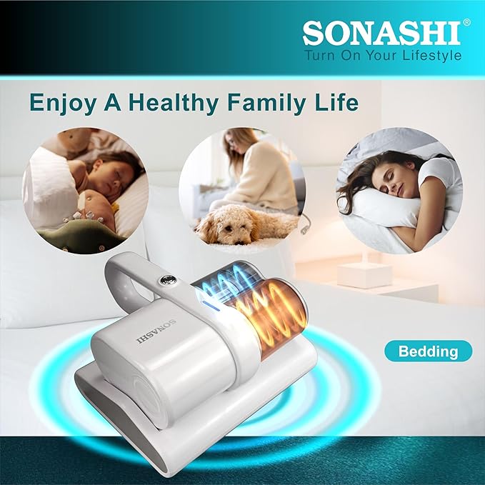 Sonashi Mattress Vacuum Cleaner 16Kpa Bed Cleaner with 150 °F High-Temperature Cleaning HEPA Filter &amp Ultrasonic Lightweight Handheld Vacuum for Bed Sofa and Upholstery