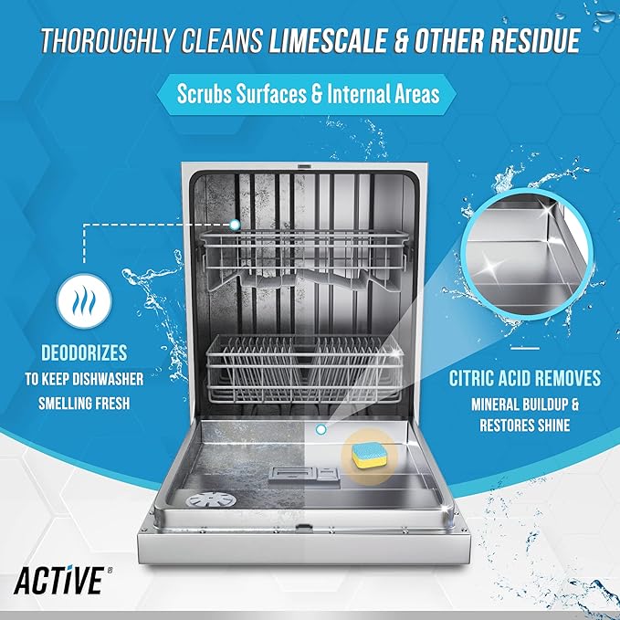 ACTIVE Swedish Dishcloths and Dishwasher Cleaner - Includes 12pk Cellulose Dish Cloths and 24ct Dishwasher Cleaning Tablets