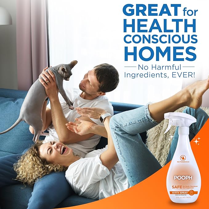 POOPH® Kitty Odor Eliminator – 32 fl oz Bottle – Proprietary Odor-Elimination Technology Works On-Contact – Cat Trees Toys Furniture Bedding – NO Fragrances NO Harsh Chemicals Safe &amp Non-Toxi