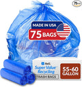 Reli. SuperValue 55-60 Gallon Recycling Bags | 75 Count | Blue Trash Bags | Made in the USA