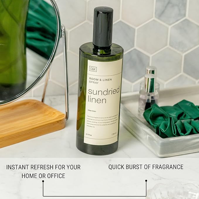 Craft &amp Kin Sundried Linen Room Spray for Bedding 6.76 oz Pillow Spray Long-Lasting Room Freshener Soothing Aroma Mist for Home &amp Washroom