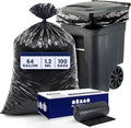 Plasticplace 64-65 Gallon Trash Can Liners for Toter │ 1.2 Mil │ Black Heavy Duty Garbage Bags │ Rolls │ 50” x 60” (100 Count)