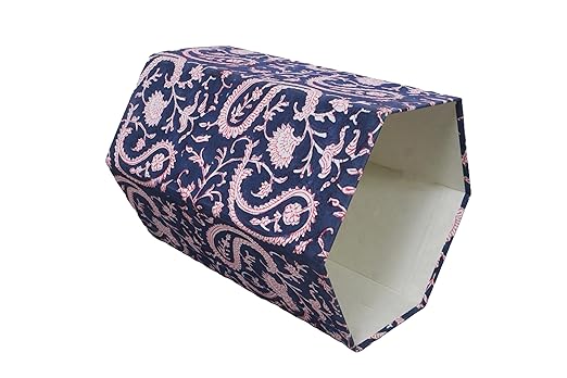Handmade Cotton Paper Waste Basket Stylish Trash Can for Home or Office (1 Blue Pink MUKAT)