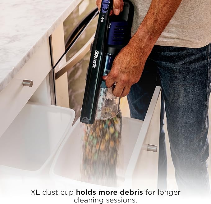 Shark | Pet Cordless Vacuum Cleaner | LED Headlights | Removable Handheld Vacuum for Pet Hair | Crevice Tool &amp Pet Multi-Tool Included | 40min Runtime | For Carpet &amp Hard Floors | Grey | IX141