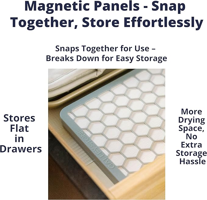 Magnetic Dish Drying Mat - 3 Pack | Ultra-Absorbent Diatomaceous Earth | Fast-Drying Stackable with Magnets | Heat-Resistant Eco-Friendly Ideal for Kitchen Countertops | 19.8 x 15.2 x 0.47