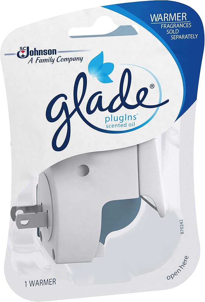 Glade PlugIns Refills Air Freshener Starter Kit Scented and Essential Oils for Home and Bathroom Clean Linen 4.02 Fl Oz 2 Warmers + 6 Refills
