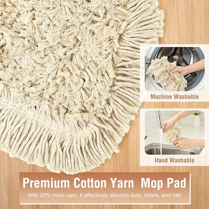 Commercial Dust Mop for Hardwood Floors Industrial Dry Mops with Replacement Wedge Cotton Mop Pads for Wall Cleaner Hardwood Tile Laminate VinylWalls HomeWarehouse Duster Green