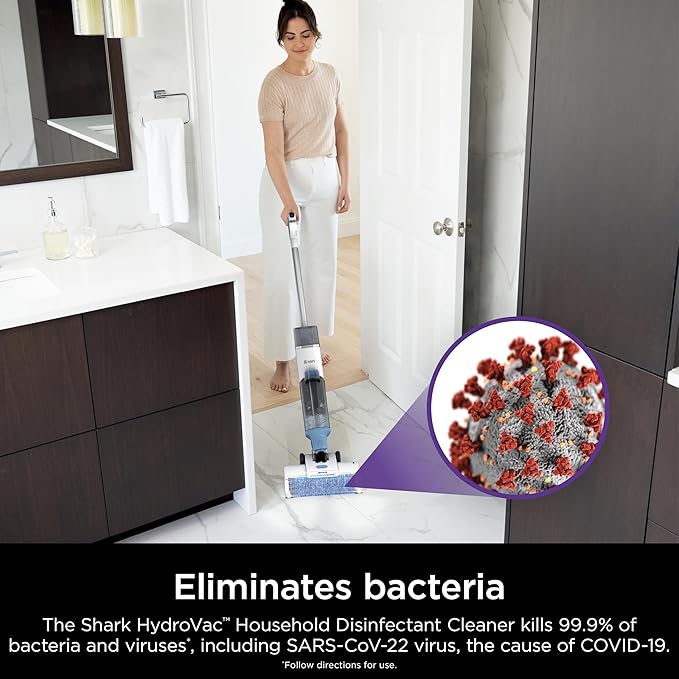 Shark HydroVac Household Disinfectant Cleaner Kills 99.9% of Bacteria &amp Viruses Compatible with Shark HydroVac 3-in-1 Multi-Surface Cleaners on Hardfloor Stone Laminate &amp Tile Purple WDC