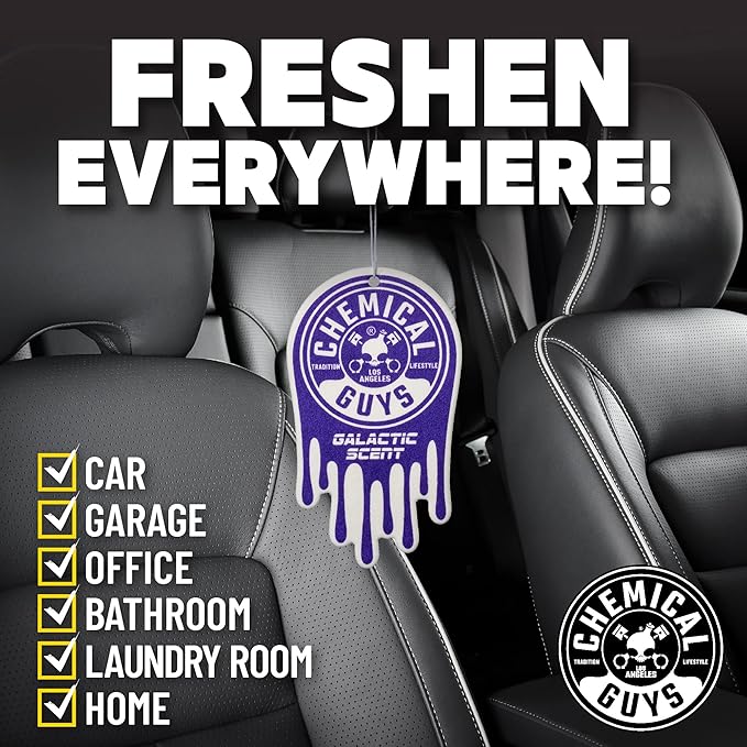 Chemical Guys Hanging Air Freshener Galactic Scent 12 Pack Great for Cars Trucks SUVs RVs Home Garage Workspace Dorm Room &amp More (4 x 3 Packs) - AIR42304