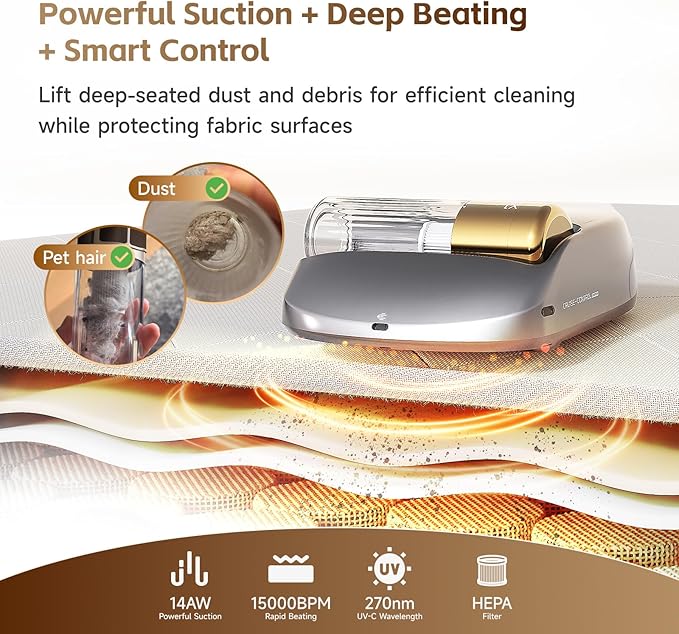 X1 Robot Bed Vacuum Automatic Mattress Vacuum Cleaner with Intelligent Path Planning UV-C Light HEPA Filter One-Click 100% Dust &amp Pet Hair Removal for Bed Mattress Sofa Carpet