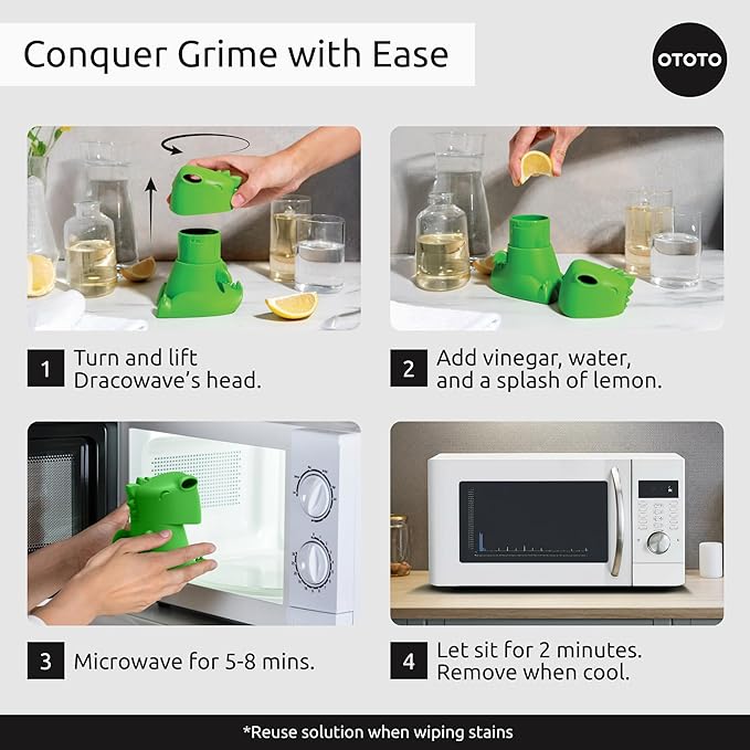 OTOTO Bundle of 2 Dracowave Dragon Microwave Cleaner + Hot Dog Oven Mitts Cute Kitchen Gadgets Cute Gifts