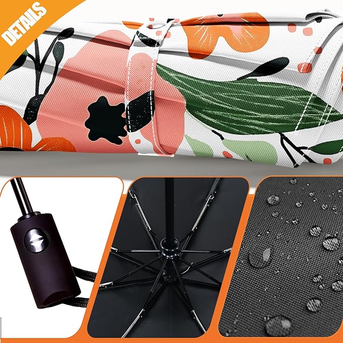 Small Compact Travel Automatic Folding Umbrella for Women Portable Lightweight Rain Wind UV Sun Shade