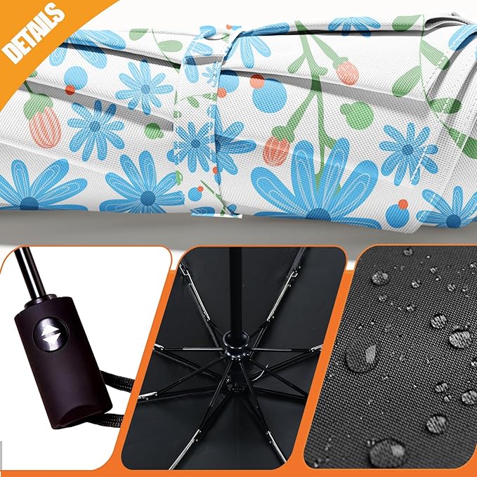 Small Compact Travel Automatic Folding Umbrella for Women Portable Lightweight Rain Wind UV Sun Shade