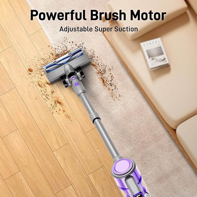 KIKETECH Cordless Vacuum Cleaner 8 in 1 Vacuum Cleaners1.2 L Dust Cup Rechargeable Vacuum Pet for Hair Carpet HardfloorPurple