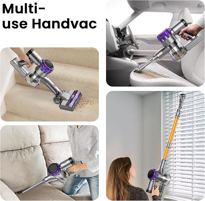 S3P Cordless Vacuum Cleaner 45kPa Powerful Suction Vacuum Cleaners for Home 55-Min Runtime Rechargeable Stick Vacuum Self-Standing for Pet Hair Carpet Hard Floor LED Display