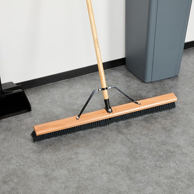 Restaurantware-BROOM HEAD ONLY: Clean Tek Professional 36-Inch Broom Head 1 Heavy-Duty Push Cleaning Tool - Handle And Brace Sold Separately Medium Plastic Bristles Wooden Commercial Use