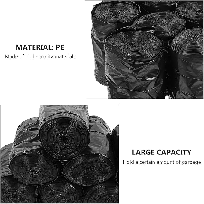PartyKindom 200pcs Disposable Thickened Toilet Trash Bags Black Pe Garbage Liners for Portable Toilets Travel Camping Home Use