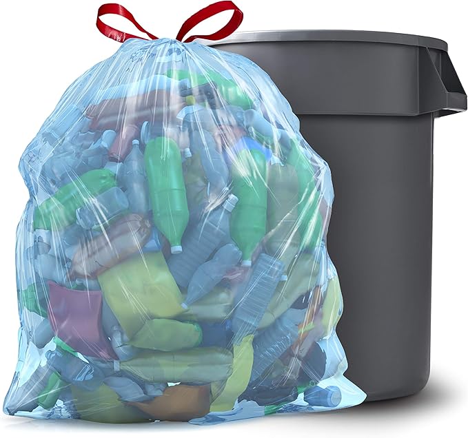Glad Trash Bags Large Drawstring Garbage Bags 30 Gallon Blue Trash Bags for Large Kitchen Trash Can or Recycling 28 Count - Packaging May Vary