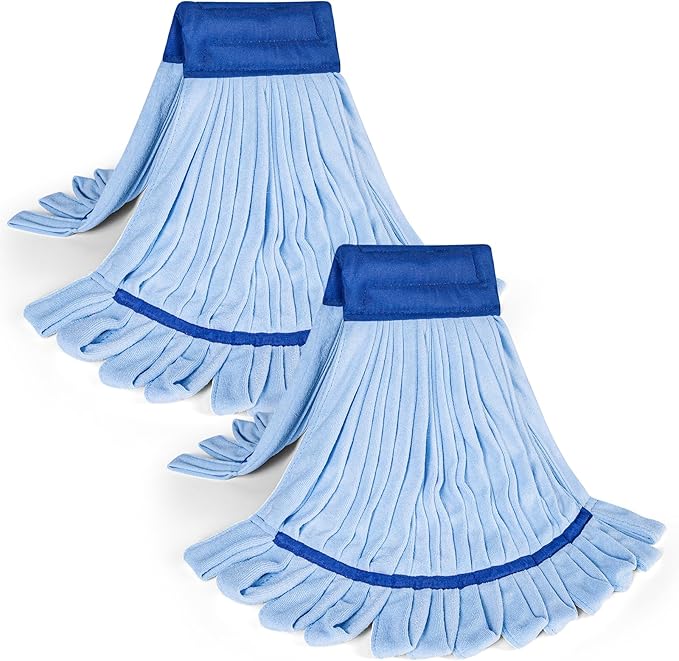 Large Microfiber Tube Mop HeadsTube Wet Mop Refill (6 inch)Blue Heavy Duty Industrial Wet Mop Head Refill Highly AbsorbentCommercial Mop Head ReplacementMachine WashableHardwood Floors(2)
