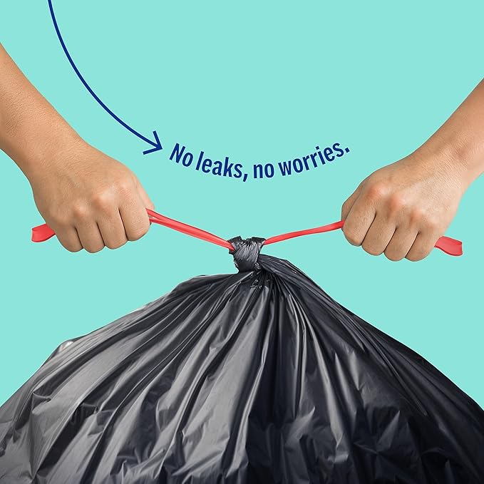 STAPLES PERK Black Kitchen Trash Bags 33 Gallon Garbage Can Liners Drawstring Closure Great for Home Office Classroom 30-Pack
