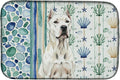 Caroline's Treasures Dogo Argentino Coastal Sea Glass Dish Drying Mat Absorbent Dish Drying Mat Pad for Kitchen Counter Dish Drainer Mat for Countertop 14 x 21 Multicolor