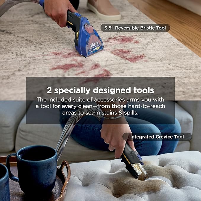 Shark CarpetXpert HairPro | Upright Carpet Area Rug &amp Upholstery Cleaner | Carpet Shampooer | Handheld Spot &amp Stain Eliminator | Pet Hair Pickup &amp Odor Removal | 2 Cleaning Tools | Cobalt