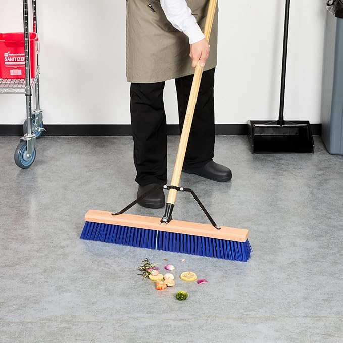 Restaurantware-BROOM HEAD ONLY: Clean Tek Professional 24-Inch Broom Head 1 Heavy-Duty Push Cleaning Tool - Handle And Brace Sold Separately Heavy Plastic Bristles Wooden Commercial Use
