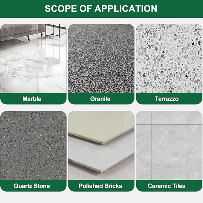 AETHER Marble Polishing Powder Restore Shine Remove Water Stains Scratches Rings Etches Professional Stone Polishing &amp Cleaning Powder for Marble Stone Granite Quartz Tile Floor Countertop Surfa