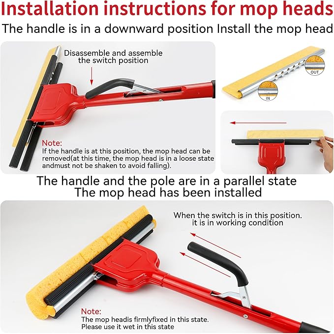 4 Pack of Replaceable Compressed Cellulose Sponge Mop HeadsSize:12.8 Inch(only 4 mop Heads not Include Handle)