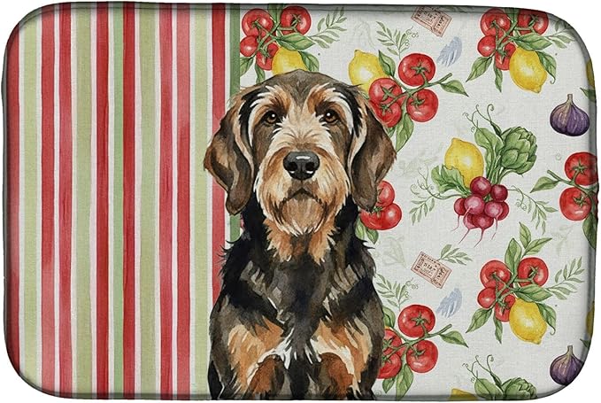 Caroline's Treasures Black and Tan Otterhound Vegetables Dish Drying Mat Absorbent Dish Drying Mat Pad for Kitchen Counter Dish Drainer Mat for Countertop 14 x 21 Multicolor
