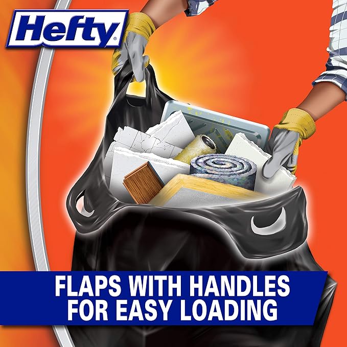 Hefty Load &amp Carry Heavy Duty Contractor Large Trash Bags 42 Gallon 26 Count