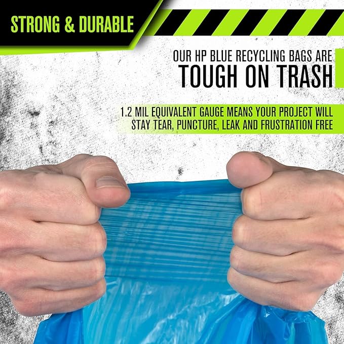 Aluf Plastics 40-45 Gallon 1.2 (Equivalent) MIL Blue Trash Garbage Recycling Bags - 33 x 46 - Pack of 100 - For Industrial Home Contractor