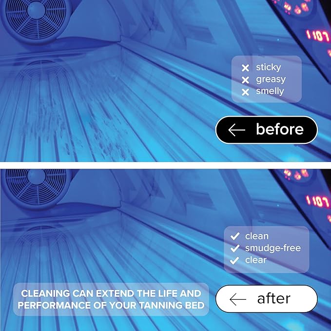 Tanning Bed Cleaner Acrylic Cleaner for Indoor Tanning Beds - Up to 2000 sq ft of Coverage - 1 Gallon Universal Streak-free Professional Cleaning Solution for All Non-Porous Surfaces