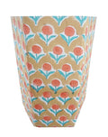 Floral Hand Block Printed 3.3 Gallon Decorative Waste Basket – Eco-Friendly Cardboard Trash Can Plastic-Free &amp Sustainable Perfect for Christmas and Housewarming Gifts (1 Yellow Blue FLOWAR)