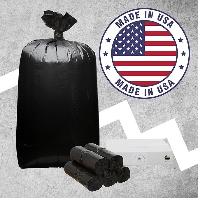 55 Gallon Garbage Trash Bag 38X58 1.2 Mil Black 100 Count Can Liner Bulk 56 Gallon 57 Gallon 58 Gallon 59 Gallon 60 Gallon 55-60 Gallon Made in USA