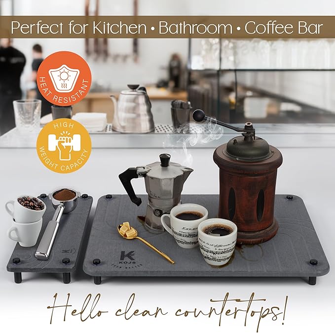 Stone dish drying mat for Kitchen counter diatomite stone dish anti- slip feet quick drying Odorless Heat Resistant eco-friendly mat 15.7 “x 11.8 “ and mini mat (Pure white 15.7 “ x 11.8 “)