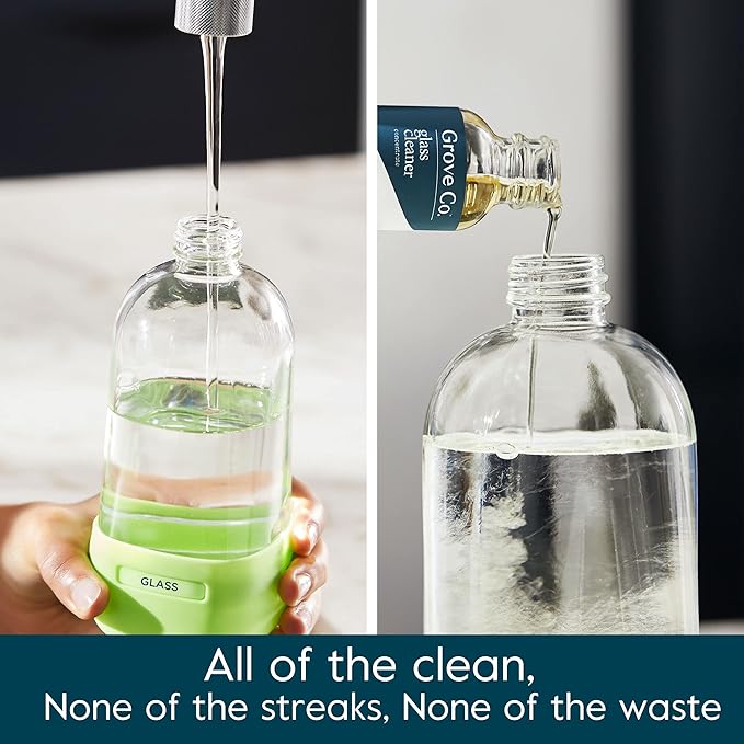Grove Co. Glass Cleaner Refill Concentrate (6 x 1 Fl Oz) Streak Free Plant-based Household Cleaning Supplies No Plastic Waste Orange &amp Rosemary Fragrance 3 x 2 Pack Refills
