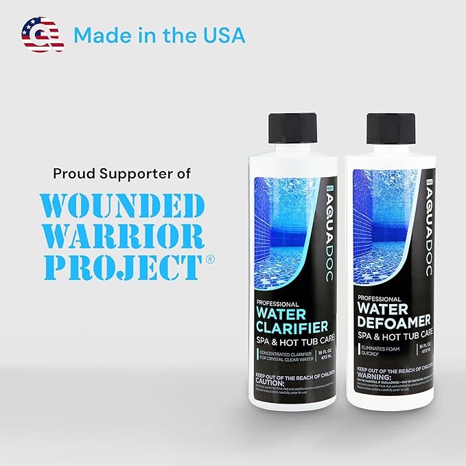 AquaDoc Spa Clarifier &amp Spa Defoamer Hot Tub Chemical Kit - Includes 16oz Water Clarifier &amp 16oz Anti-Foam for Hot Tubs