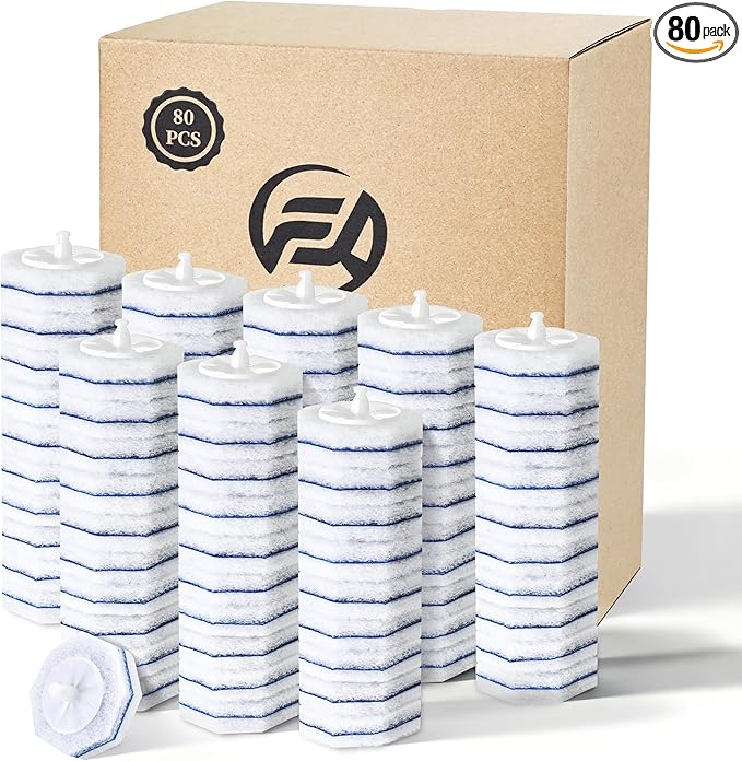 80 Count Toilet Wand Refills for Clorox Disposable Toilet Brush Head with Rich Foaming Extra Thick Triple-layer Refills Strong Cleaning &amp Scrubbing Power Disposable Toilet Cleaning System