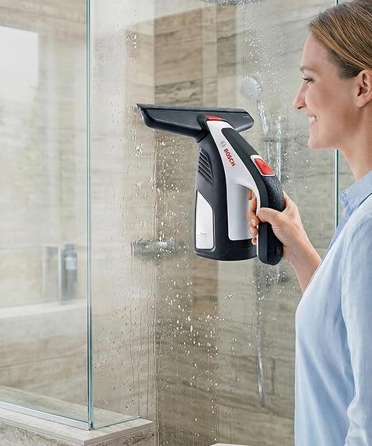 Cordless Electric Window Vacuum Squeegee – 2-in-1 Handheld Glass &amp Surface Cleaner – Streak-Free Suction for Showers Mirrors Tiles and Countertops – USB Rechargeable with Dual Head Attachments